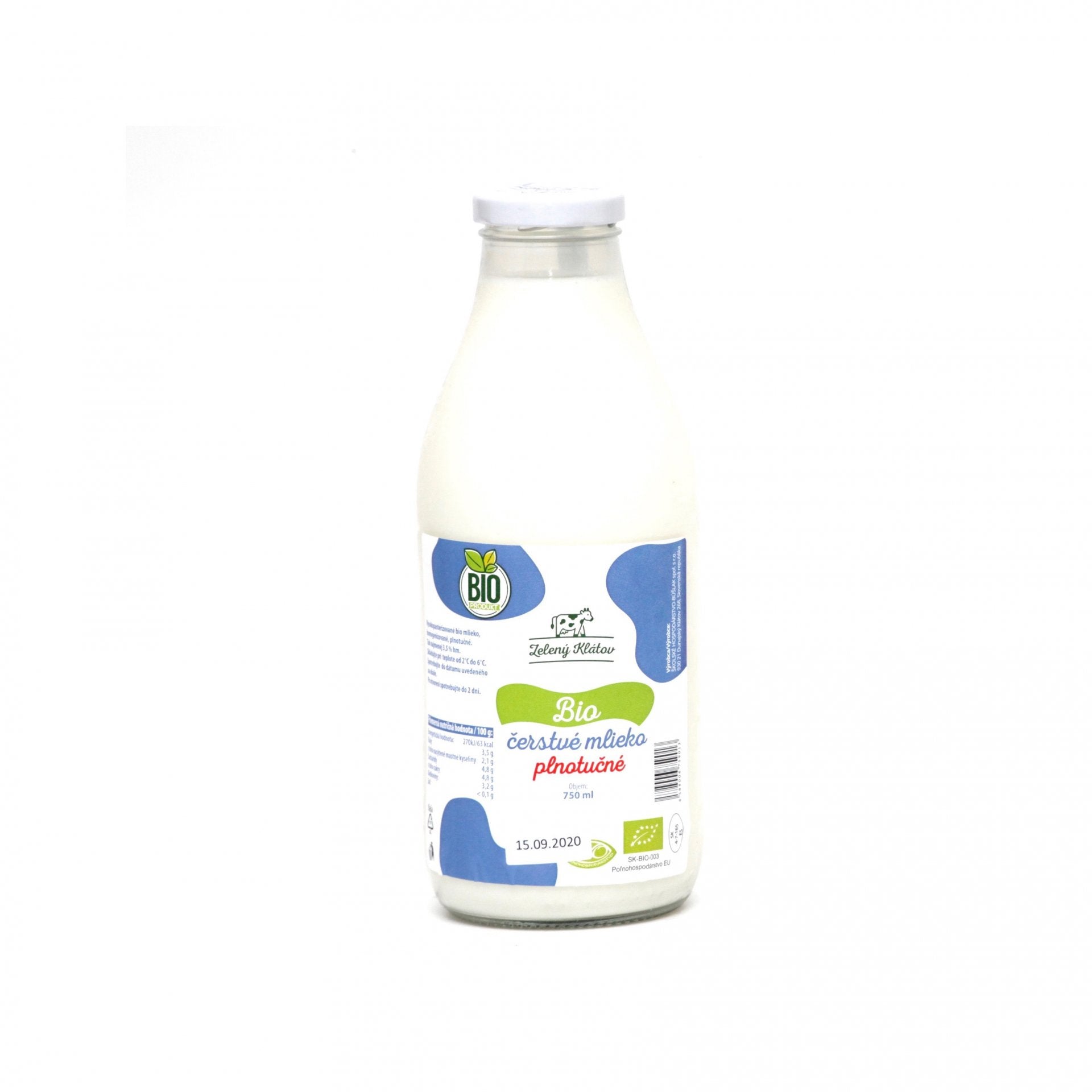 BIO čerstvé mlieko plnotučné 750ml.