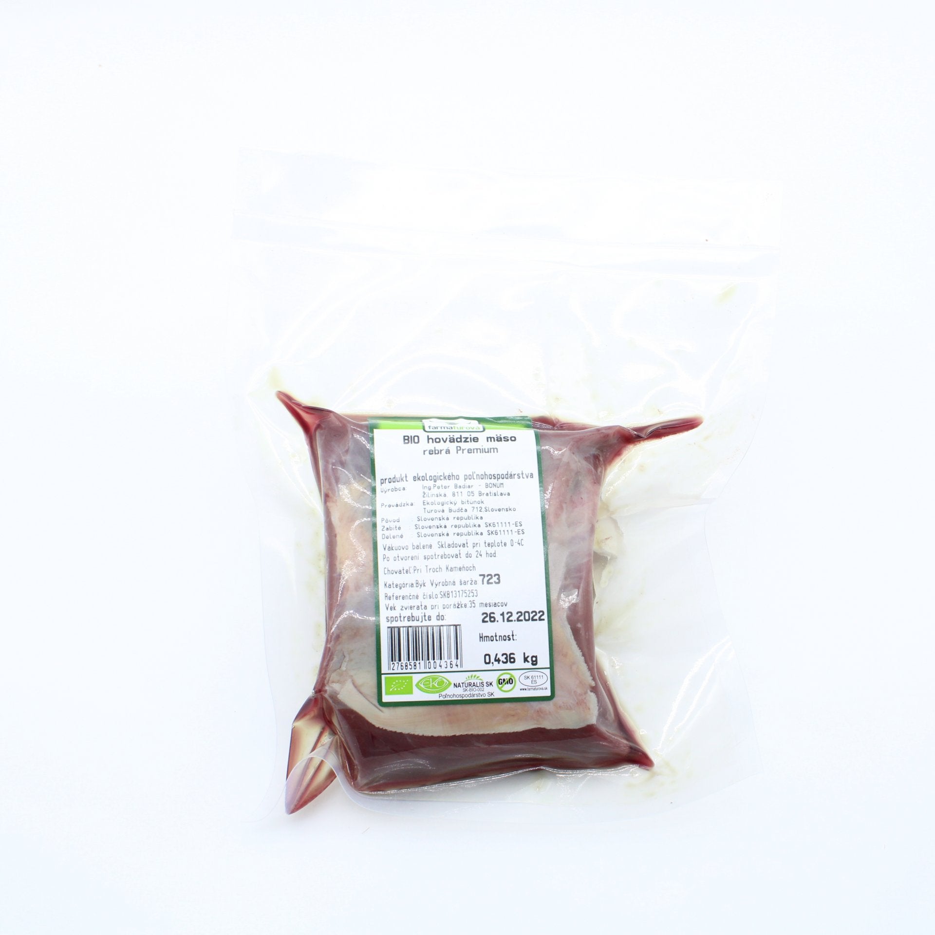 BIO hovädzie rebrá Premium. 100g
