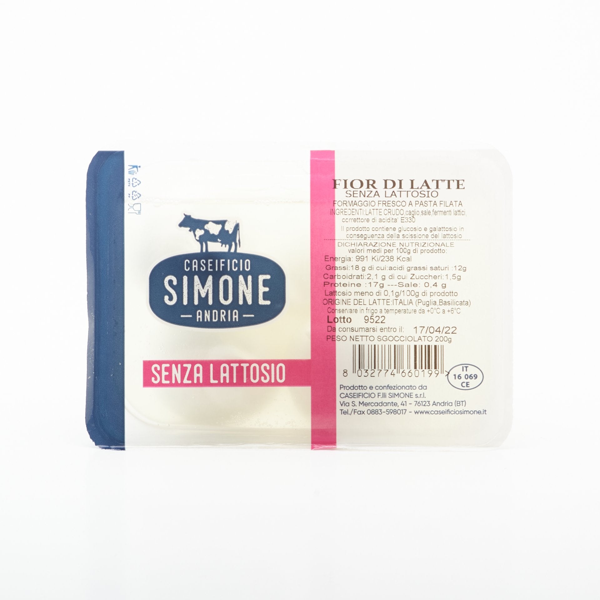 Fior di latte senza lattosio 200g.