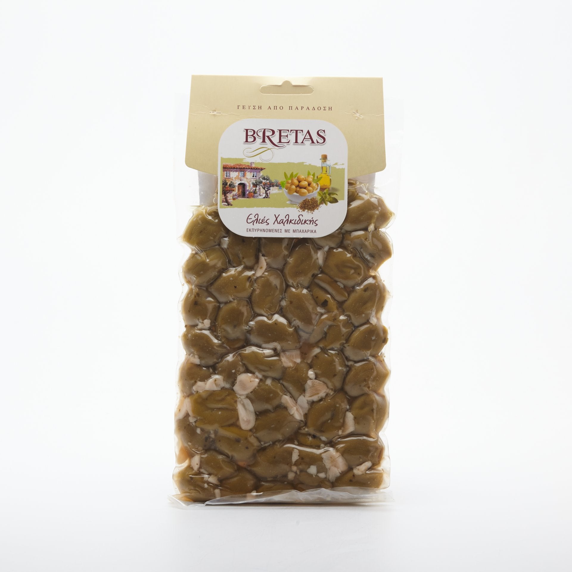 Zelené olivy bez kôstky s bylinkami 250g.