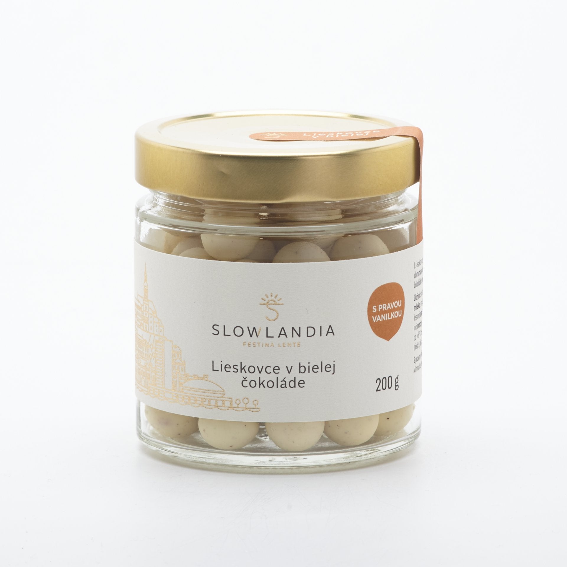 Lieskovce v bielej čokoláde 200g.