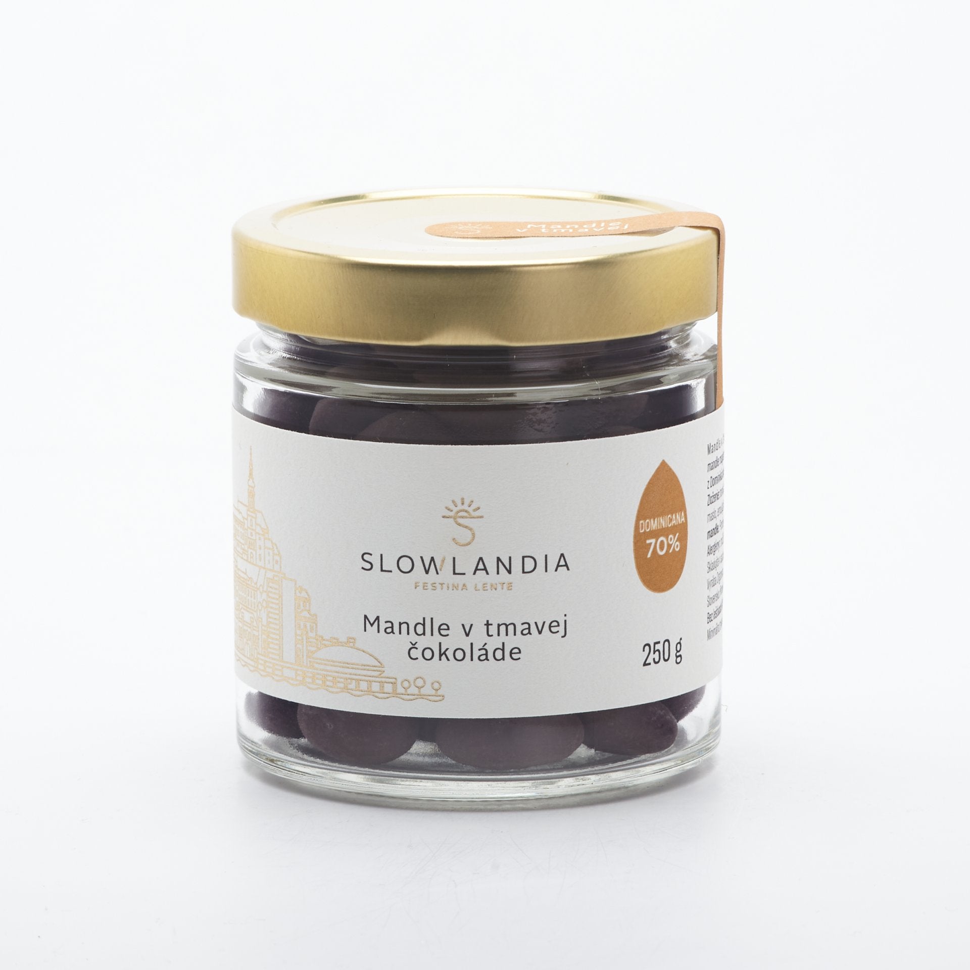 Mandle v tmavej čokoláde 250g.