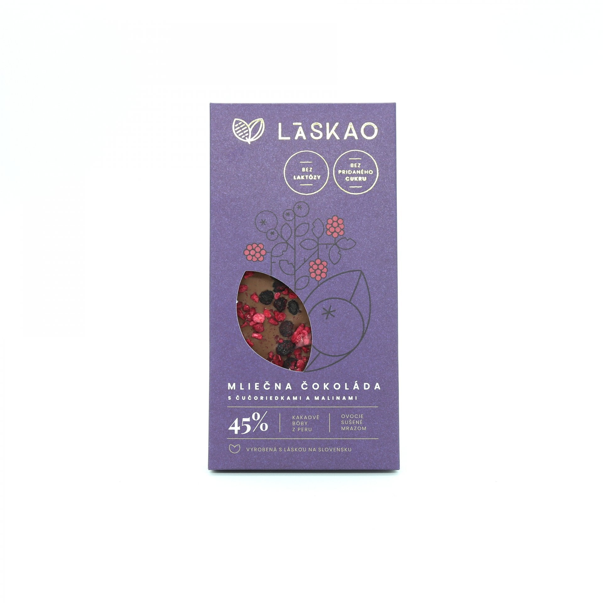 Mliečna čokoláda s čučoriedkami 75g.