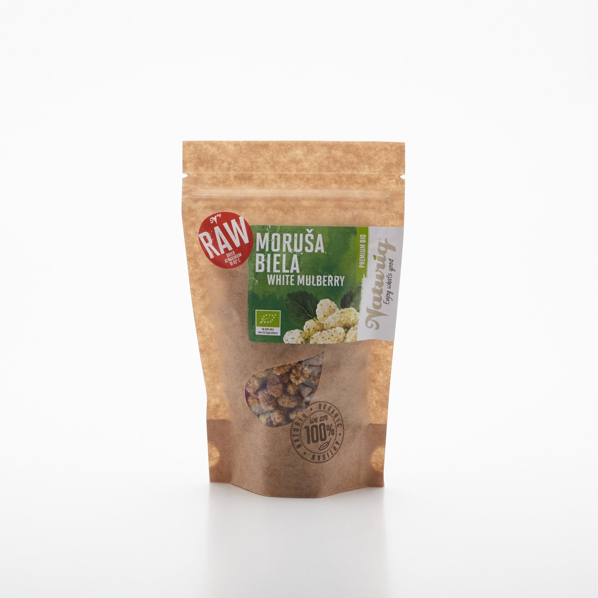 BIO Moruša biela sušená RAW Premium 100g.